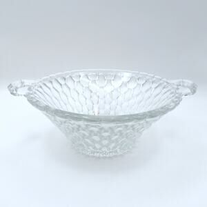 Vintage Indiana Honeycomb Glass Serving Bowl 1960's Handled Daisy Relish Dish